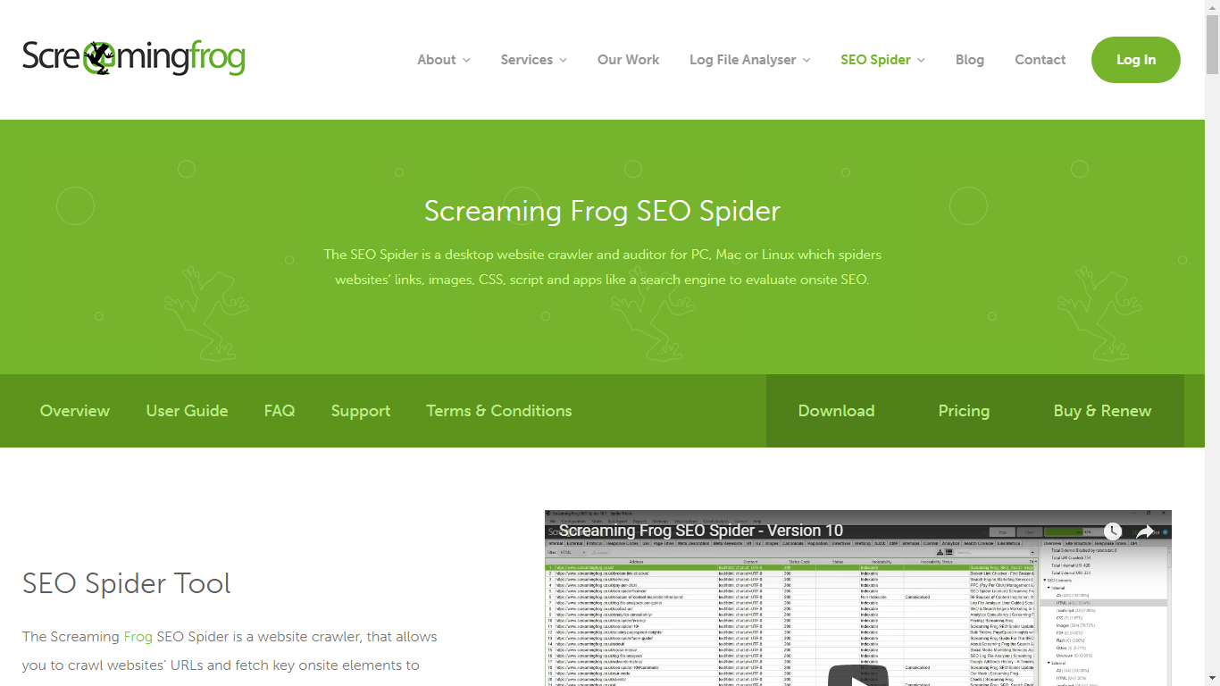 Screaming Frog Spider Tool 
